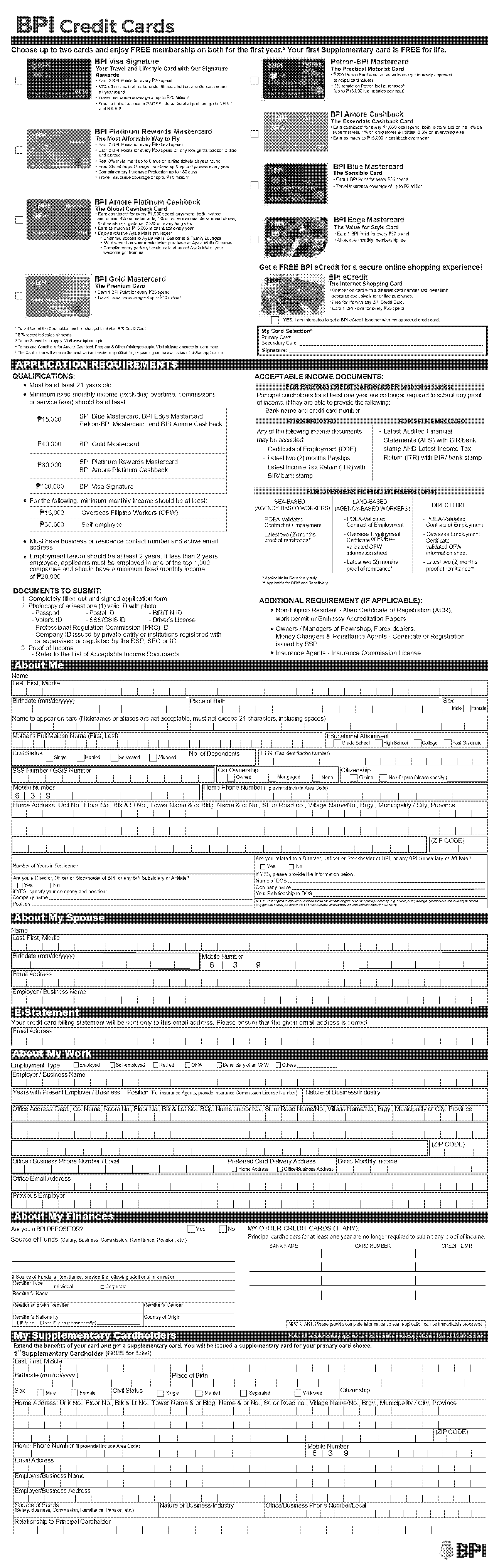 credit card billing statement bpi