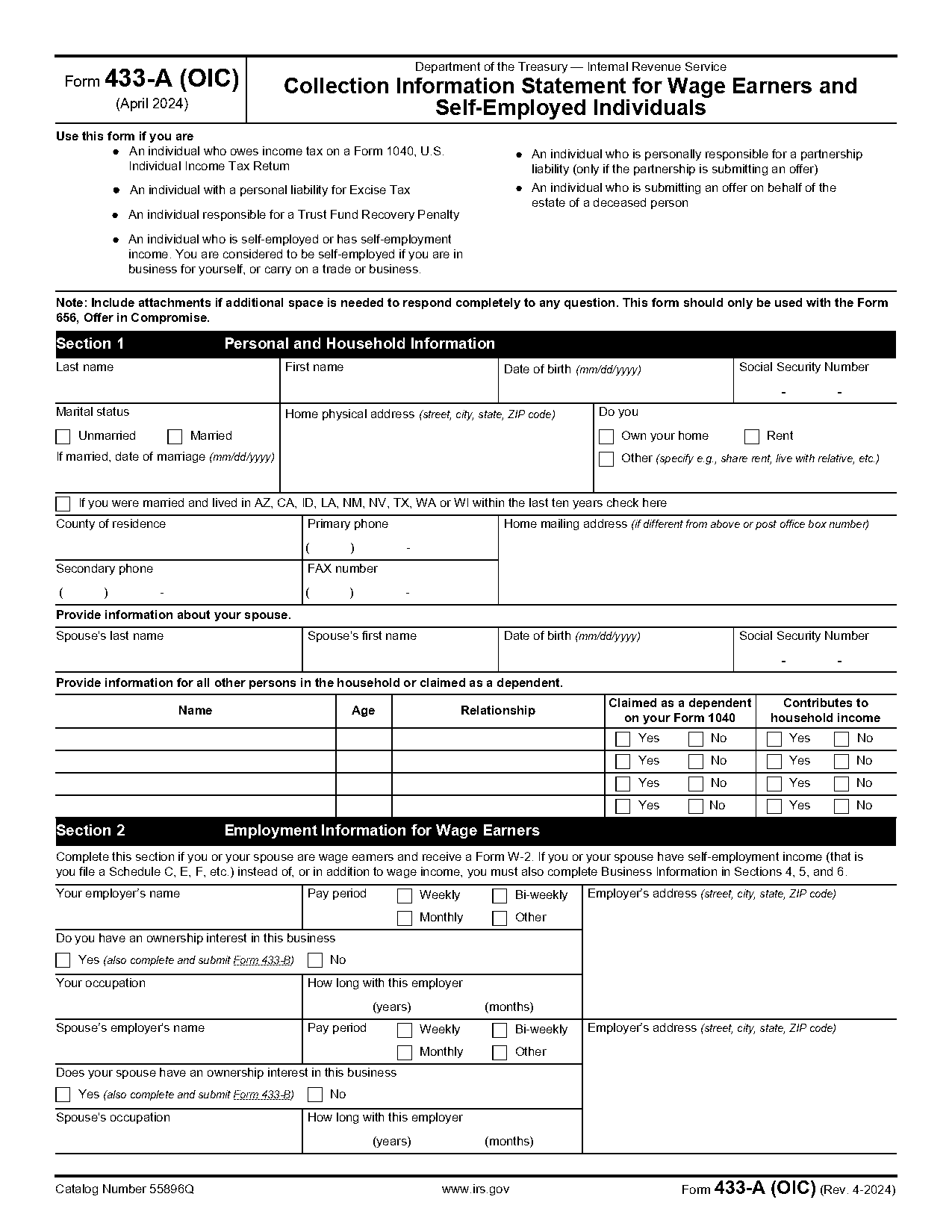 irs gov offer in compromise form