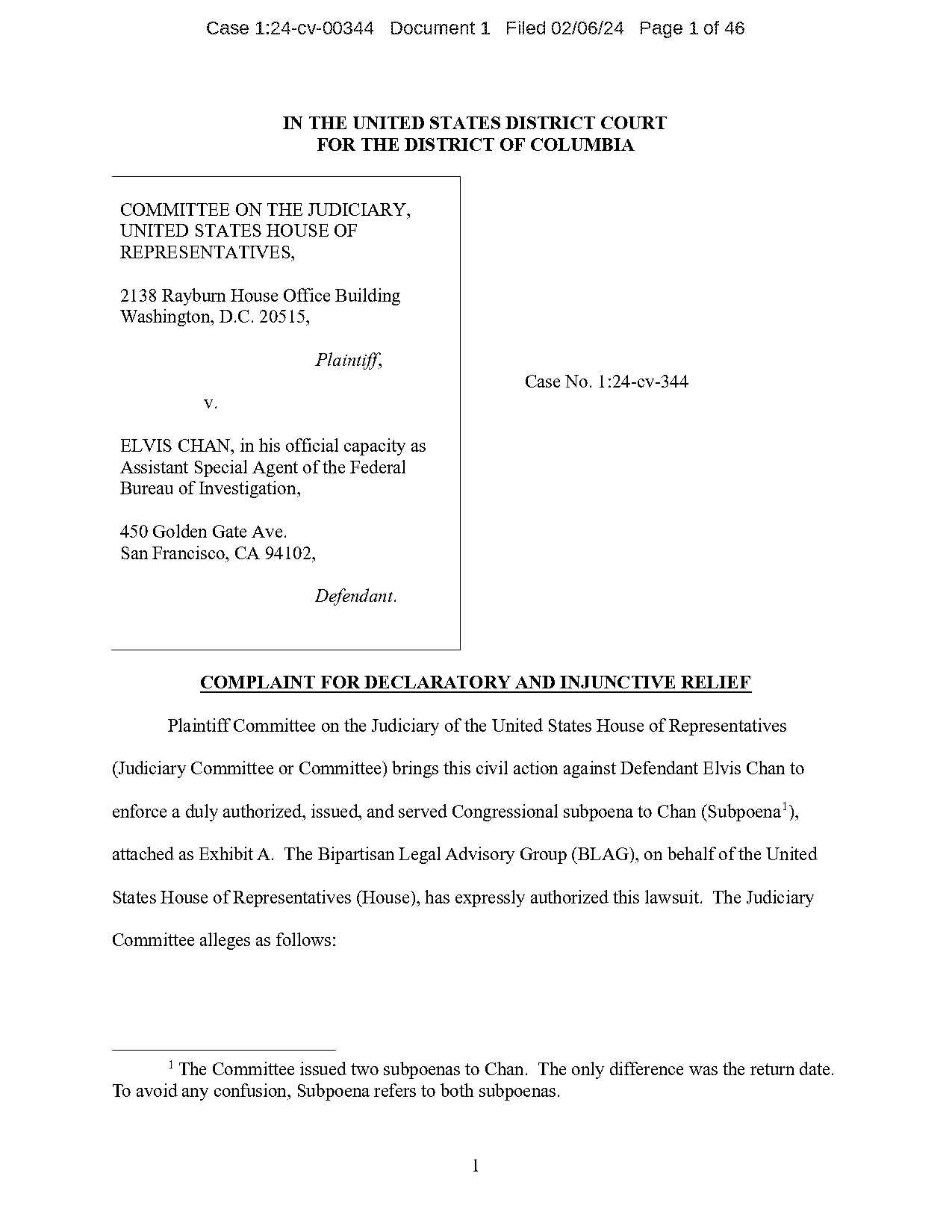 house of representatives letter of testimony