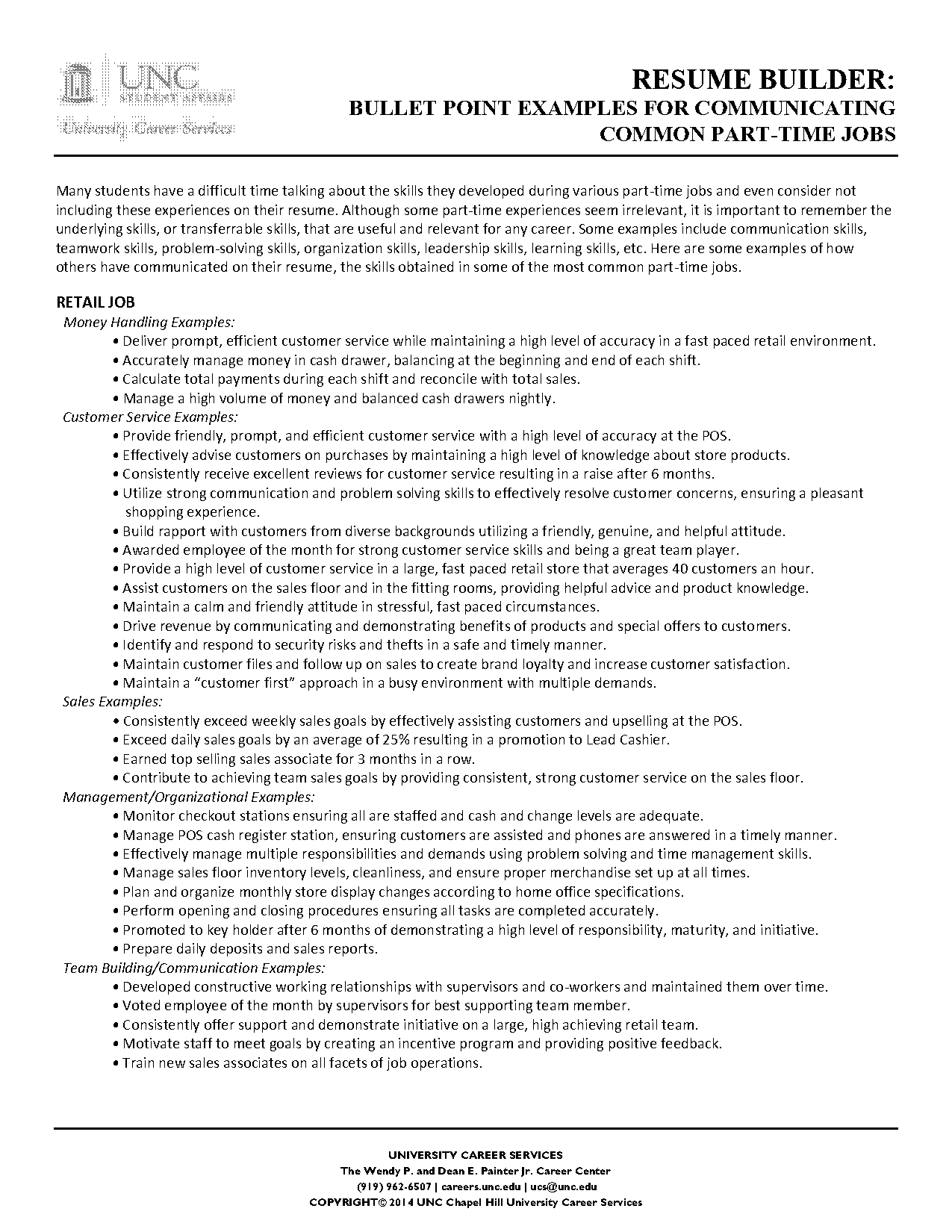 customer service responsibilities on resume