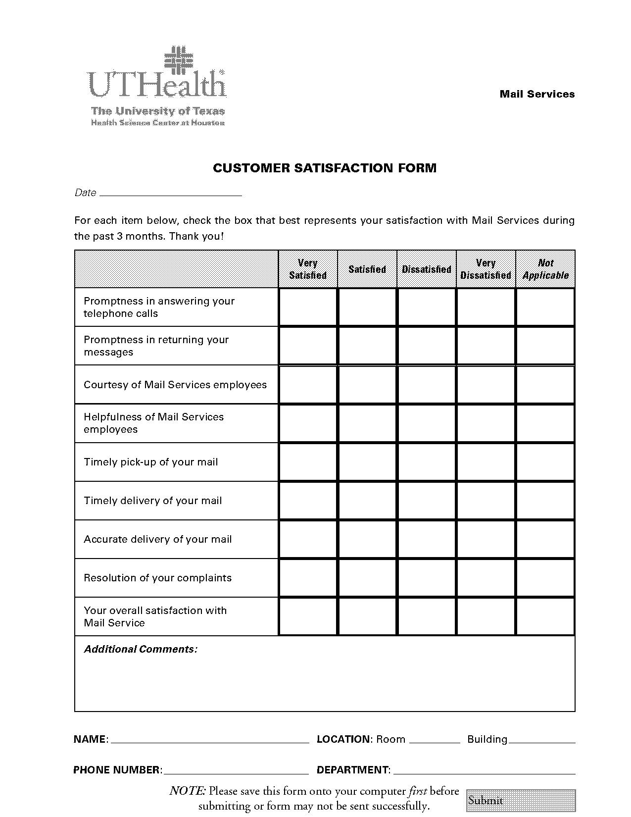 customer service satisfaction questionnaire doc