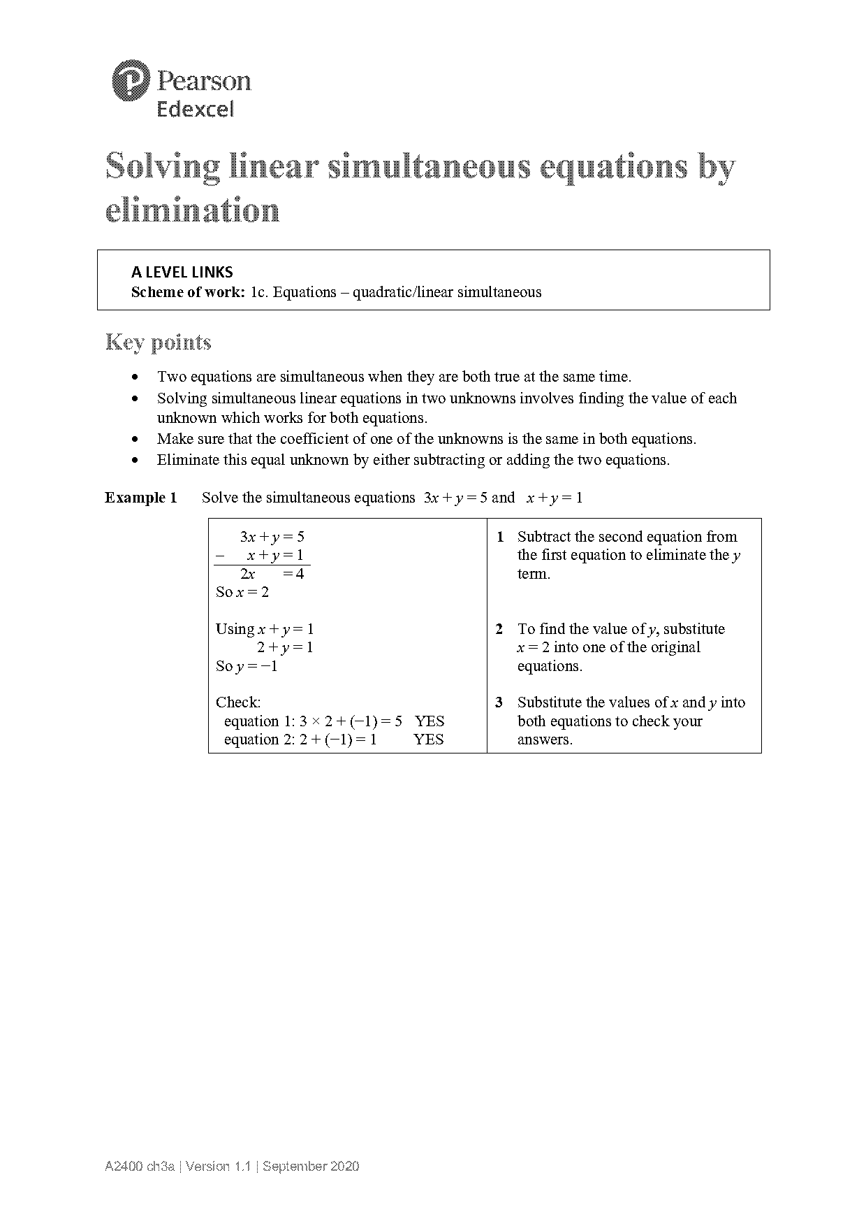 elimination method math worksheet