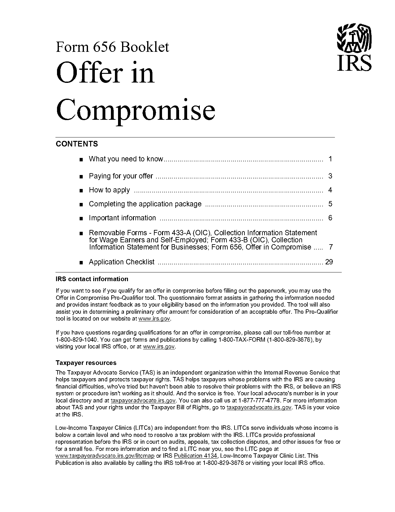 irs gov offer in compromise form