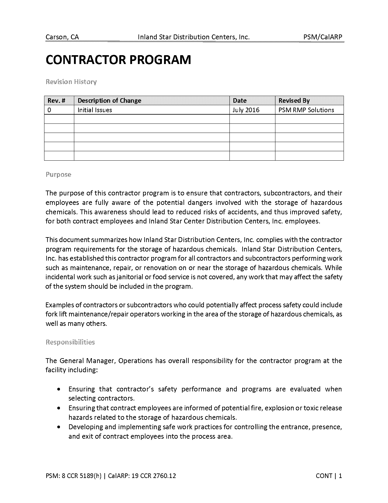 psm contractor evaluation form