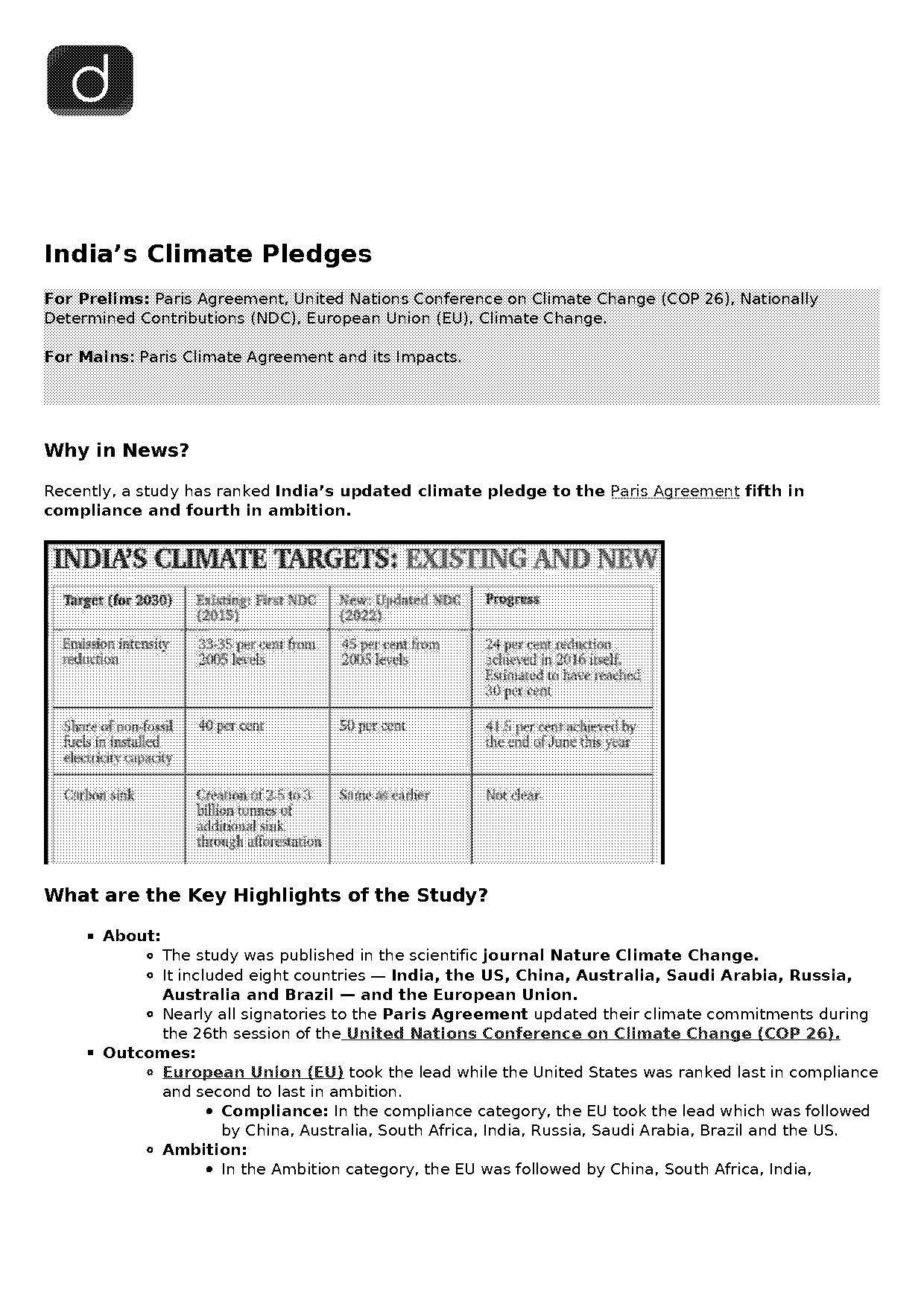 paris climate agreement upsc