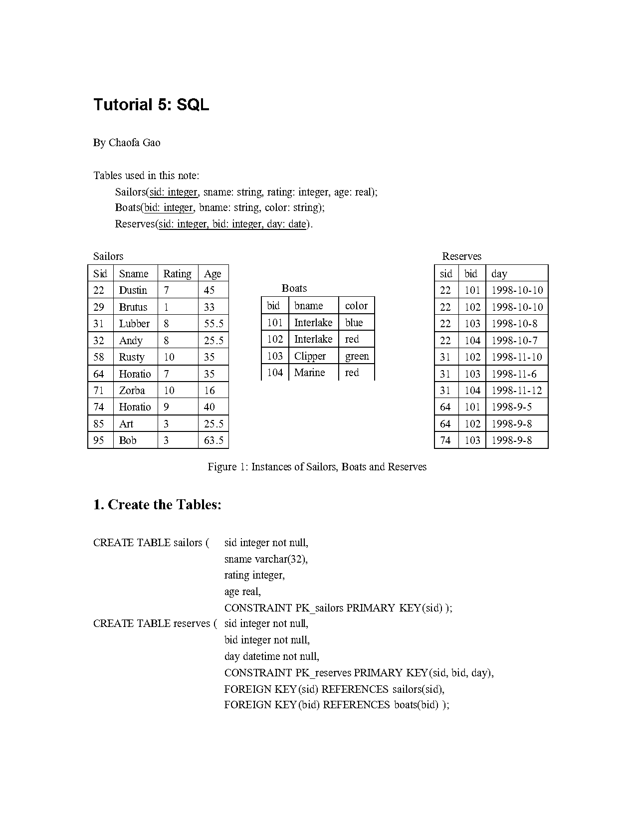 create a table in sql command line