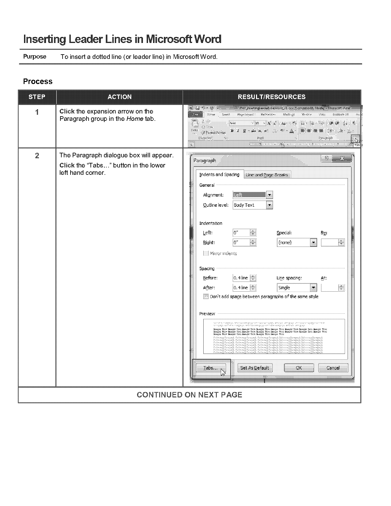 how to insert dotted lines in table of contents