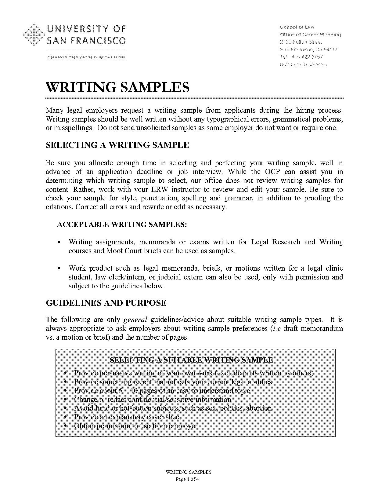 what is a good legal writing sample