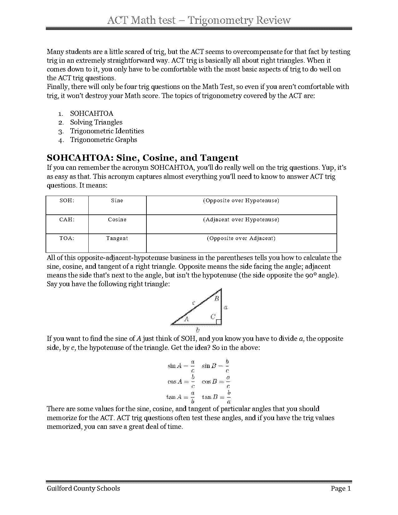 act trig problems law of sines and cosines