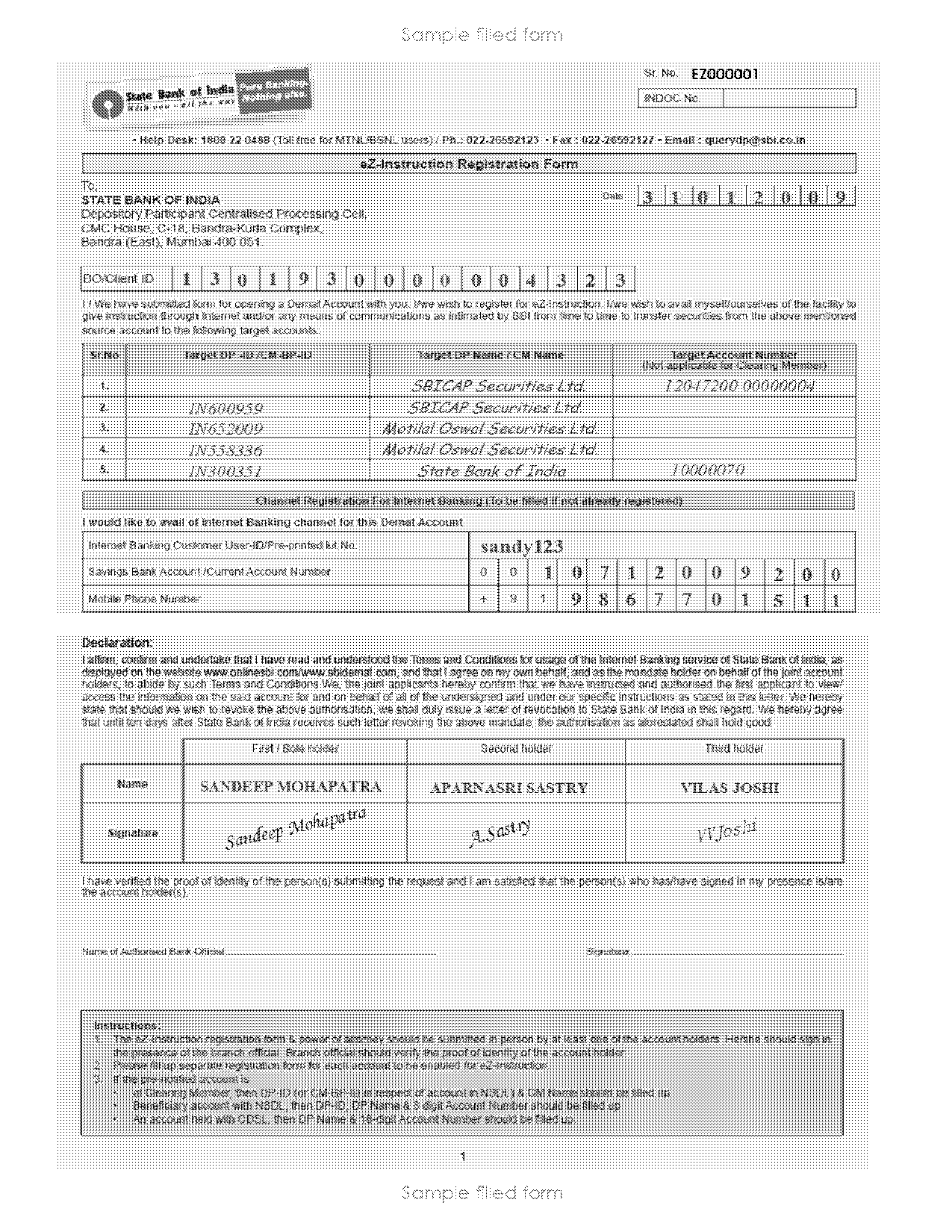 sbi fd form fill up sample