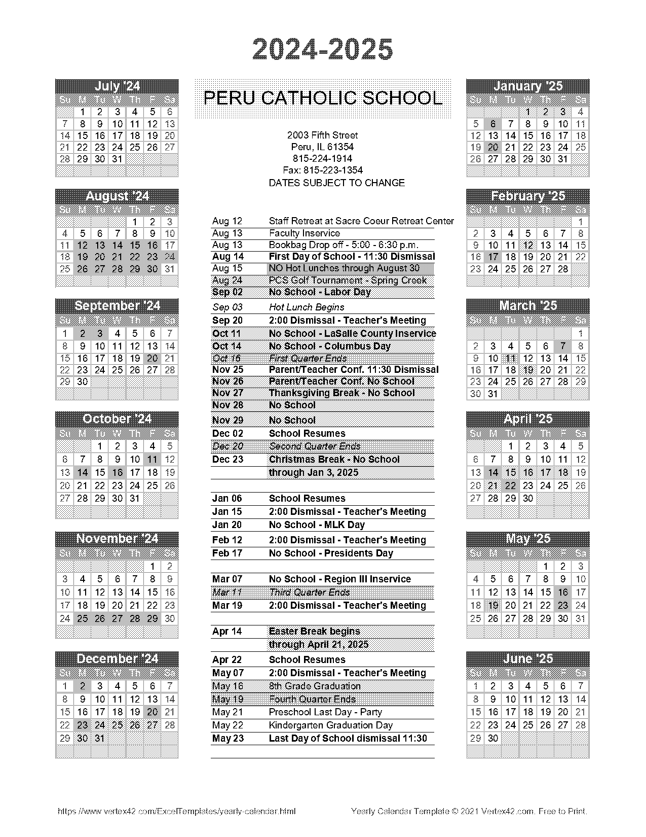 school calendar excel template