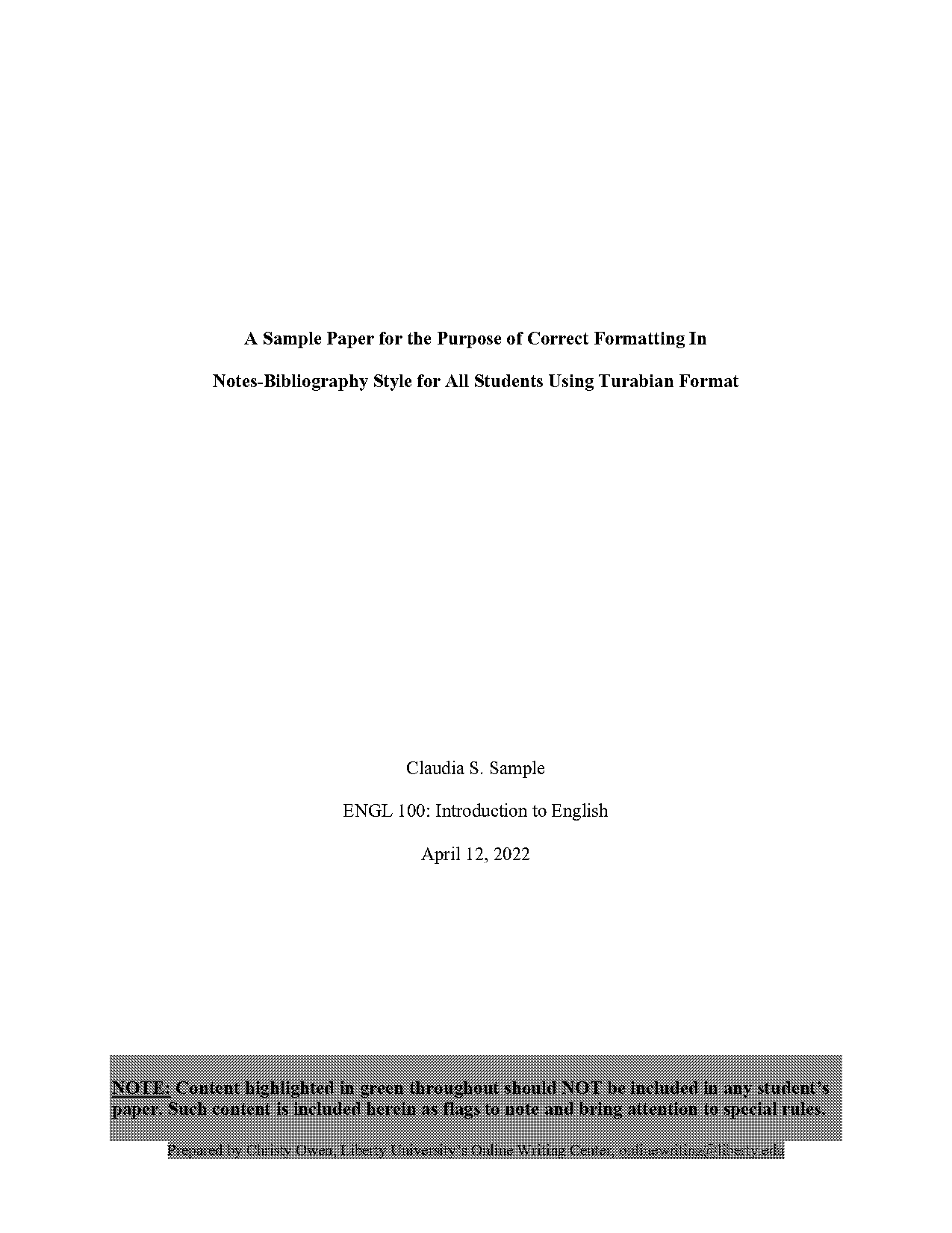 sample cover page of a research paper