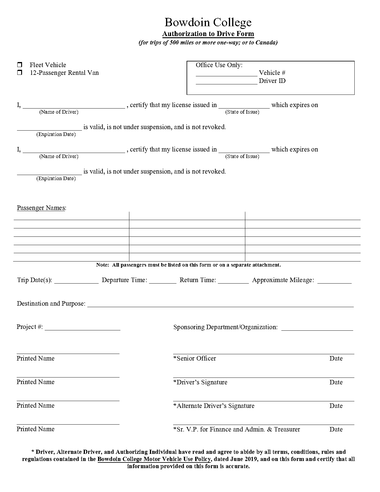 bowdoin driver authorization form