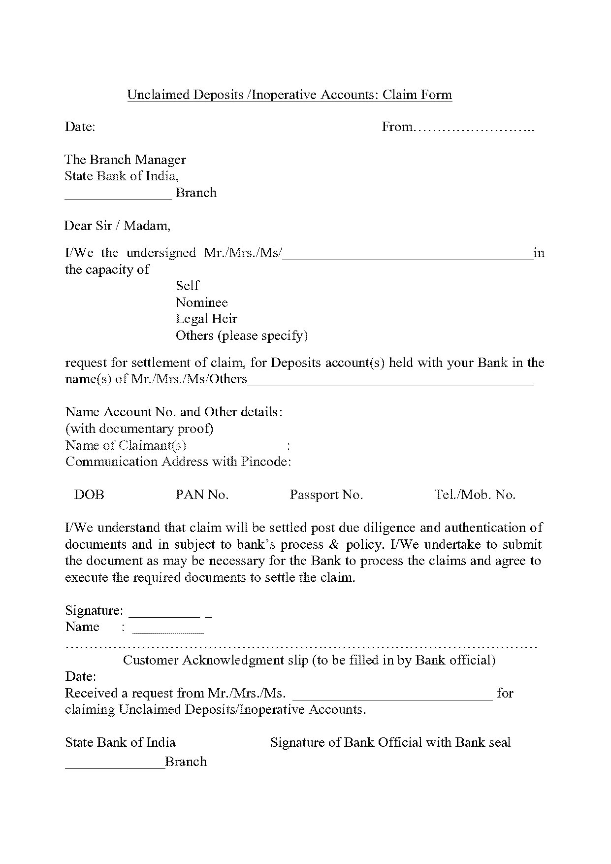 sbi fd form fill up sample